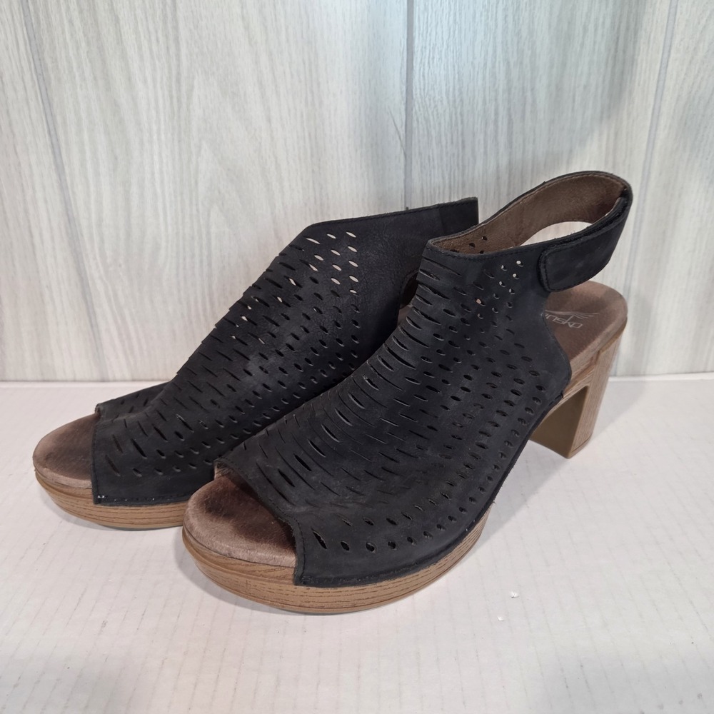 Women's Dansko Comfort Sandal Clog Danae Black Milled Nubuck Leather 42